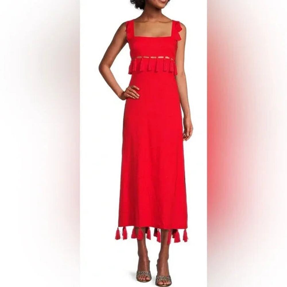 Antonio Melani X The Nat Note Cici Tassel Linen Blend Maxi Dress - 8